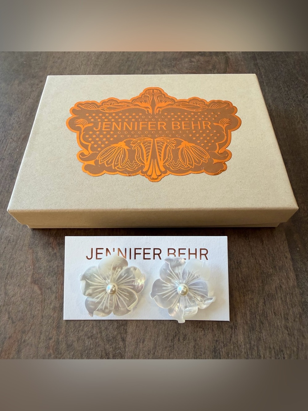 Jennifer Behr Mother Of Pearl Floral Zia Stud Earrings - NEW $225 msrp